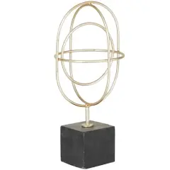 CosmoLiving by Cosmopolitan Gold Marble Contemporary Sculpture, 13" x 6" x 6"