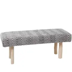 48" Black Wood Chevron Bench with Wood Legs