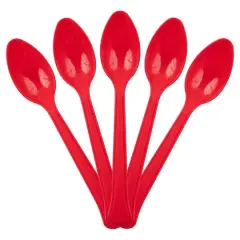 JAM Paper Premium Disposable Plastic Spoons, 48ct. Red
