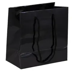 JAM Paper Small Black Glossy Square Gift Bags, 100ct.