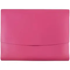 JAM Paper Italian Leather Snap Closure Portfolio Fuchsia
