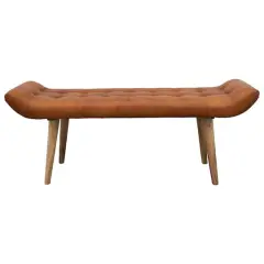 Hello Honey&reg; 49" Leather Tufted Bench with Wood Legs