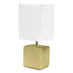 Simple Designs Stone Table Lamp with White Shade Beige