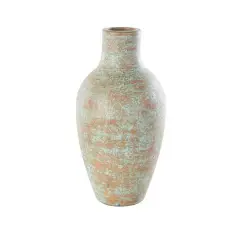 Brown Ceramic Antique Style Textured Patina Vase