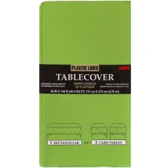 JAM Paper 108" Rectangular Plastic Lined Paper Table Cover Lime Green