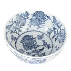 Hello Honey&reg; 10" Blue & White Aviary Garden Stoneware Bowl