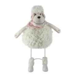 16" Shaking Faux Fur Sheep with Pink Bandanna Easter Figure