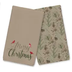 Brown Merry Christmas Cardinal Tea Towel Set
