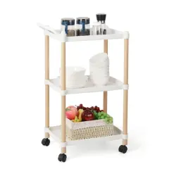 White Utility Cart 3-Tier Kitchen Rolling Organizer