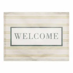 Welcome Stripe Cotton Twill Placemat Yellow/White