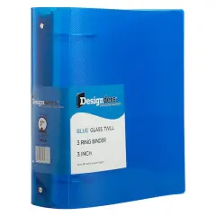 JAM Paper 3" Glass Twill Plastic 3-Ring Binder Blue