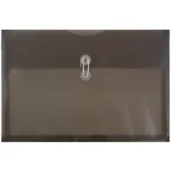 JAM Paper 9.75" x 14.5" Button & String Tie Closure Plastic Envelopes, 12ct. Smoke Gray