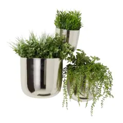 Silver Metal Contemporary Planter Set