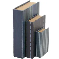 Gray & Blue Stripe Faux Leather Faux Book Box Set