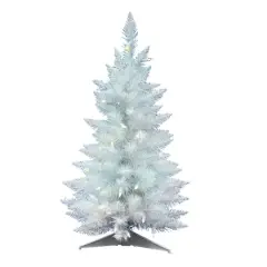 2.5ft. Pre-Lit Sparkle White Spruce Artificial Christmas Tree, Warm White Lights