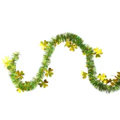 2ft. Green & Gold St. Patrick's Day Irish Shamrock Tinsel Unlit Garland