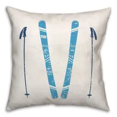 Let It Snow Skis18x18 Throw Pillow