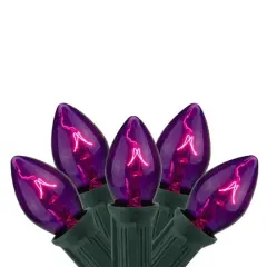 25ct. C7 Christmas String Lights with Green Wire Purple