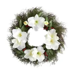 20" Cedar, Amaryllis & Ruscus with Berries Wreath
