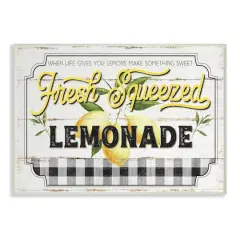 Stupell Industries White, Black, & Yellow Rustic Fresh Squeezed Lemonade Wall Plaque, 13" x 19"