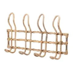 Hello Honey&reg; Beige Rattan Wall Hanger with 4 Hooks