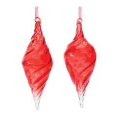 Red Swirl Glass Drop Ornament Set