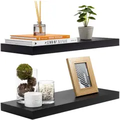 Sorbus 23.7" Extra Long Decorative Floating Shelves, 2ct. Black