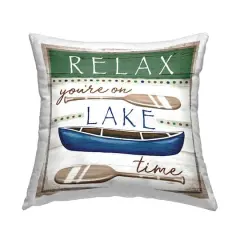 Stupell Industries Rustic Pattern Lake Time Canoe Oars Throw Pillow, 18" x 18"
