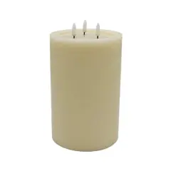 6" x 9" Flickering 3-Wick LED Wax Pillar Candle by Ashland&reg; Ivory