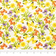 SINGER Yellow & Green Butterfly Cotton Fabric