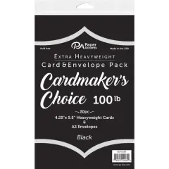 PA Paper&trade; Accents Cardmaker's Choice 100lb. Card & Envelope Pack, 4.25" x 5.5" Black
