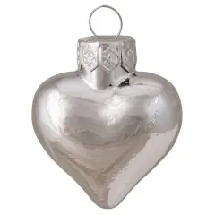 Whitehurst 56ct. 2" Shiny Silver Glass Heart Ornaments