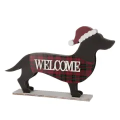 Glitzhome&reg; 22" Wood & Metal Dachshund Welcome Porch Sign