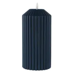 8" Ribbed Wax LED Pillar Candle by Ashland&reg; Blue