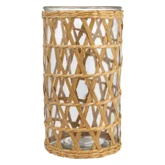 Hello Honey&reg; 10" Woven Grass Glass Hurricane
