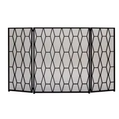 Black Metal Contemporary Fireplace Screen, 31" x 51" x 1"