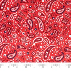 SINGER Patriotic Red Paisley Cotton Fabric