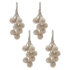 14.5" Pom Pom Cluster Drop Ornaments, 4ct. Beige