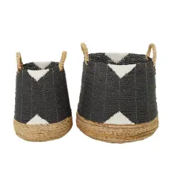 CosmoLiving by Cosmopolitan Black Banana Leaf Bohemian Storage Basket Set