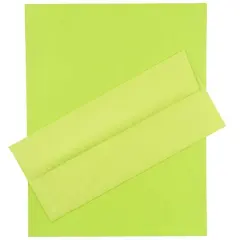 JAM Paper 8.5" x 11" Letter Paper & Envelopes #10 Business Stationery Set, 100ct. Ultra Lime Bright Hue