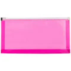 JAM Paper 5" x 10" Plastic Zip Closure Envelopes, 12ct. Fuchsia Pink