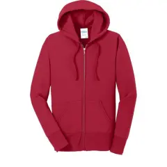 Port & Company&reg; Ladies Core Fleece Full-Zip Hooded Sweatshirt Red