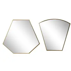 CosmoLiving by Cosmopolitan Set of 2 Gold Metal Contemporary Wall Mirror, 18", 19"