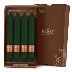 Root Candles 9" Unscented Smooth Collenette Taper Candles, 4ct. Dark Green