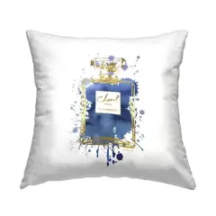 Stupell Industries Blue Urban Splatter Glam Fragrance Bottle Throw Pillow, 18" x 18"