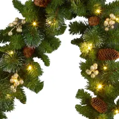 9ft. Crestwood&reg; Green & Gold Spruce & Pinecone Pre-Lit LED Garland