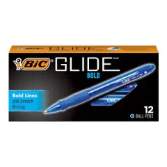 BIC&reg; Glide&trade; Bold Blue 1.6mm Retractable Ball Point Pen, 12ct.