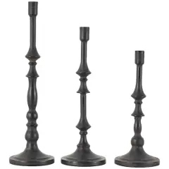Black Metal Turned Style Candle Holder Set