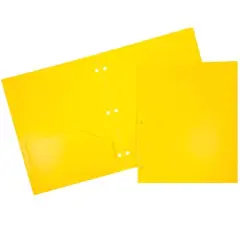 JAM Paper 3-Hole Heavy Duty Plastic Pocket Folder, 6ct. Yellow