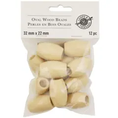 Natural Wood Oval Beads by Loops & Threads&reg;, 32mm
